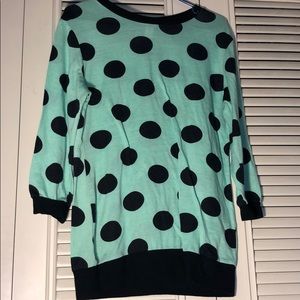 3/4 Sleeve Mint Green, Polka Dot Shirt